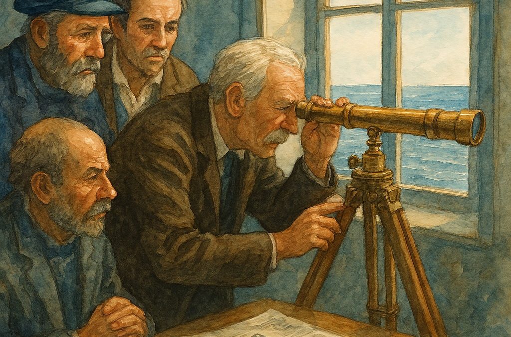 EN 1917, UN SUBMARINO ALEMÁN A VISTA DEL ANTEOJO DE LA TIJERINA